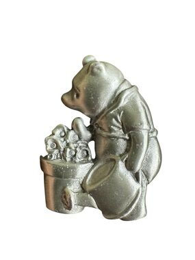 Disney Pewter Winnie the Pooh Watering Can Brooch with Flower Pot